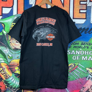Y2K 2007 Harley Davidson Golden Bike & Eagle Tee Size L