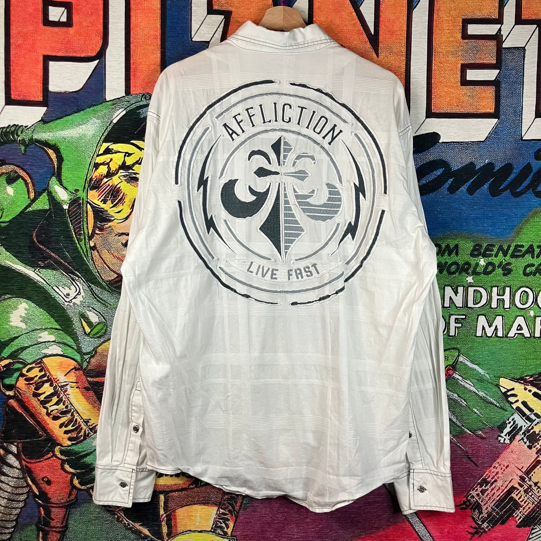 Affliction Athletic Fit ‘Live Fast’ L/S Button Down Shirt Size 2XL