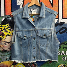 Load image into Gallery viewer, Vintage 80’s Mickey Mouse Denim Cut Off Jacket Size Small
