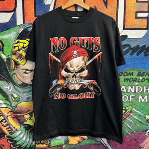 Y2K No Guts No Glory Pirate Skull Tee Size Large