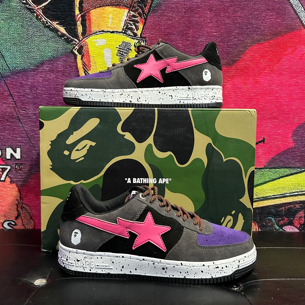 Brand New A BathingApe Bape Sta Black Grey Pink Suede Size 10