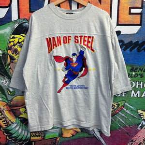 Vintage 90’s Superman Man Of Steel Embroidered Tee Size Large