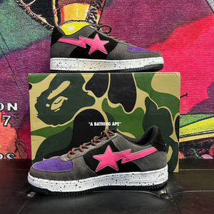 Brand New A BathingApe Bape Sta Black Grey Pink Suede Size 10