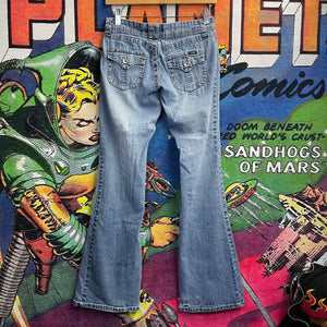 Y2K Angel Jeans Button Pockets Size 28”