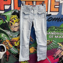 Load image into Gallery viewer, Y2K Light Blue Angel Jeans Size 28”
