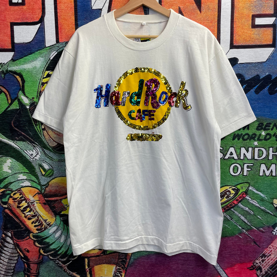 Vintage 90’s Hard Rock Cafe Sequin Logo Tee Size XL