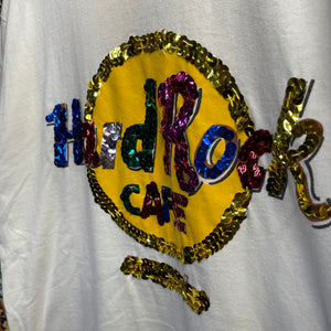 Vintage 90’s Hard Rock Cafe Sequin Logo Tee Size XL