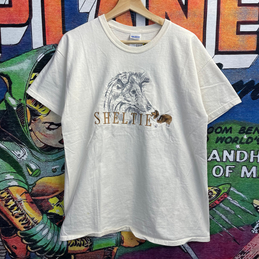 Y2K Sheltie Embroidered Tee Size Large